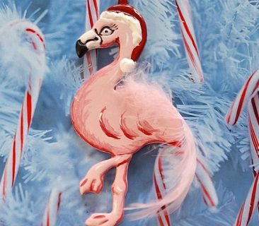 Flamingo with Santa Hat