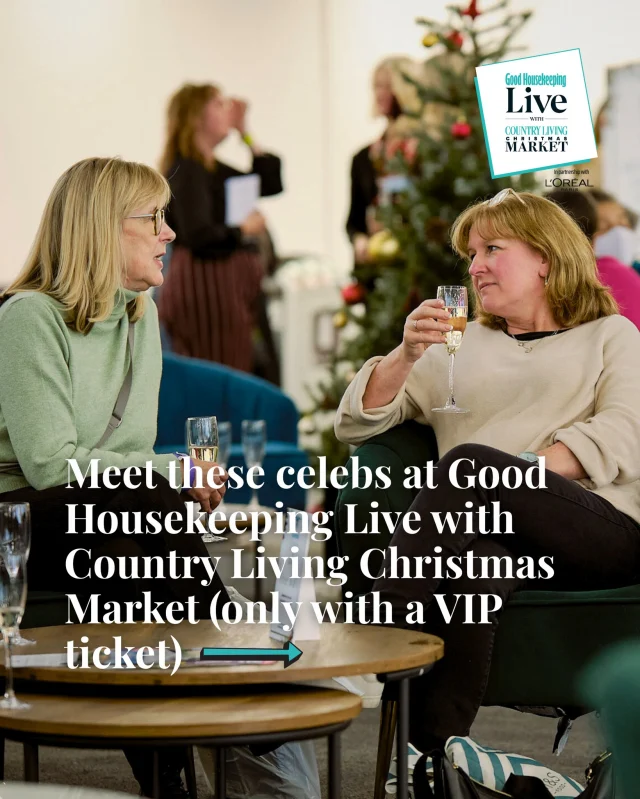 Meet the stars of the season at Good Housekeeping Live with the Country Living Christmas Market – exclusively for VIP ticket holders.

Enjoy front-row access to inspiring talks with Dame Emma Bridgewater, Jojo Moyes, Raymond Blanc OBE, Kate Mosse and more!

A VIP ticket also includes:
– Access to all areas of the event including the Good Housekeeping Kitchen & Market stages, the Country Living Christmas Market and the Good Conversation main stage.
– Entry to VIP Lounge where you'll find a café, lounge area, live streaming of the main auditorium talks and exclusive events including the GH Book Club.
– VIP goody bag.
– A complimentary glass of prosecco.
– A complimentary tea / coffee voucher.

Get your tickets now! Link in bio.